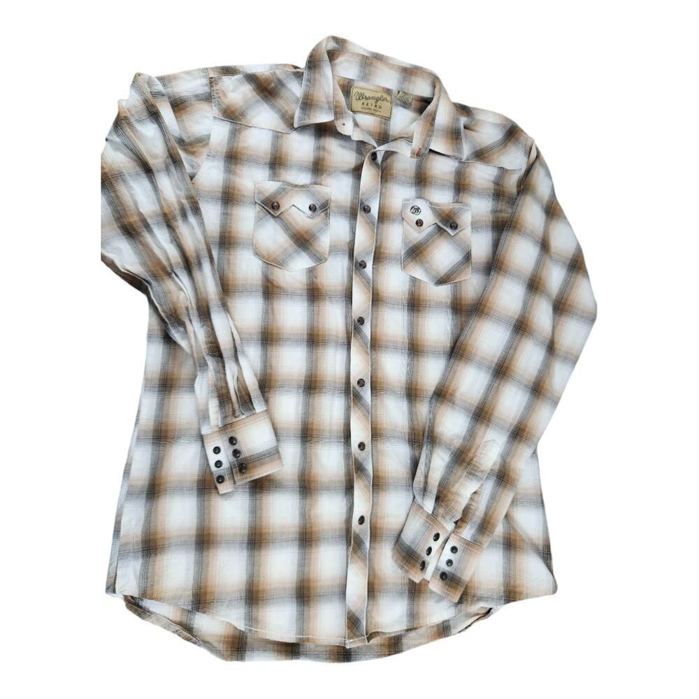Wrangler Retro Mens western shirt Sz XLT tall plaid cotton cowboy button up snap